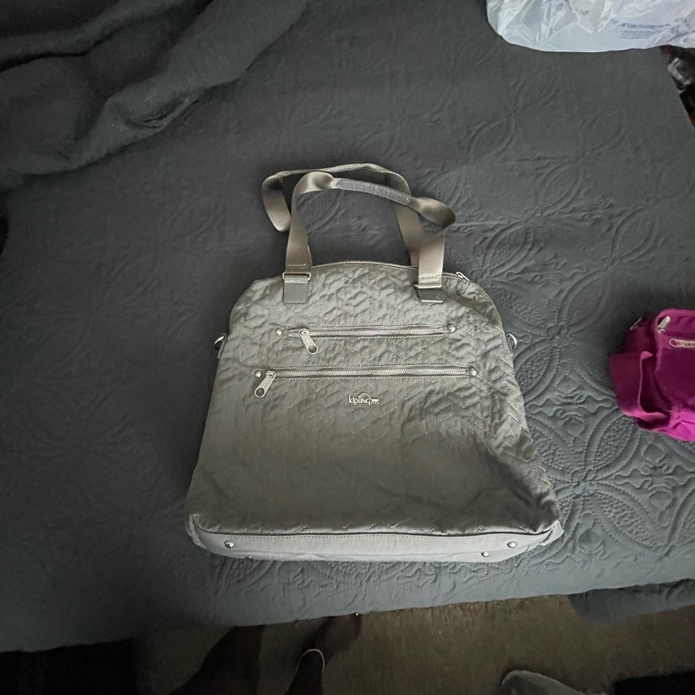 Kipling Gray Computer Tote Bag With Double Handle… - image 4